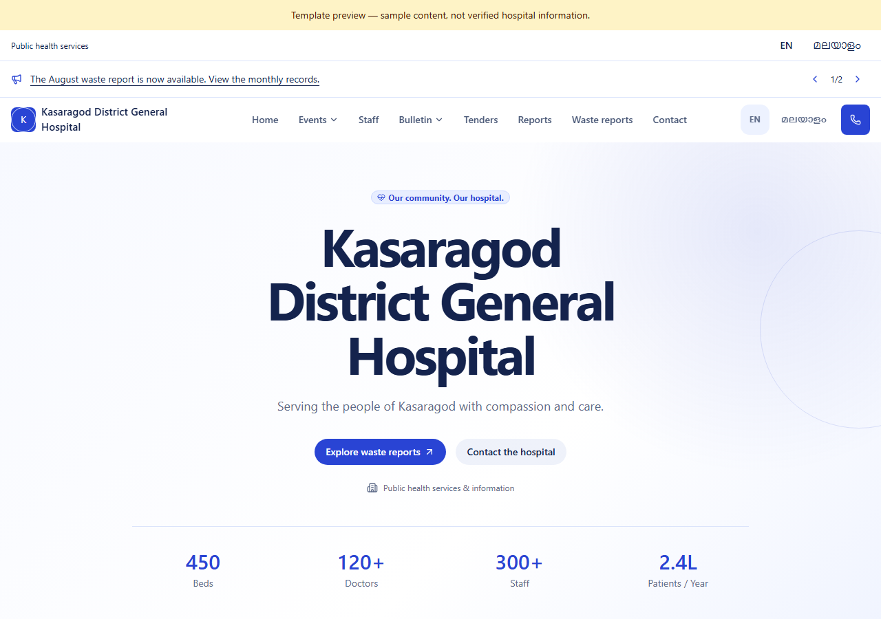 Clinical Blue desktop hospital template